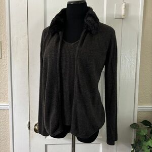 NORTONMCNAUGHTON Faux Fur Collar Sweater